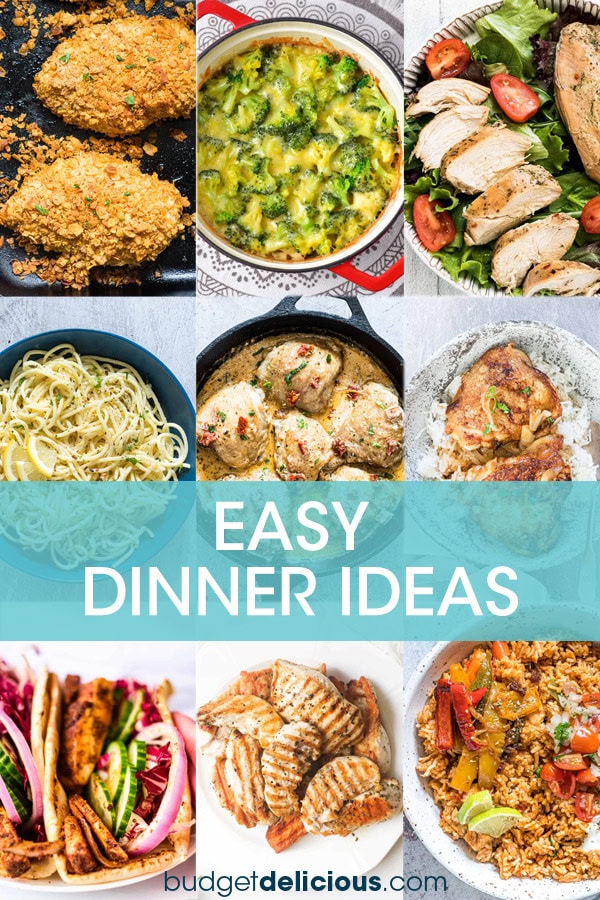A collage of images of dinner dishes