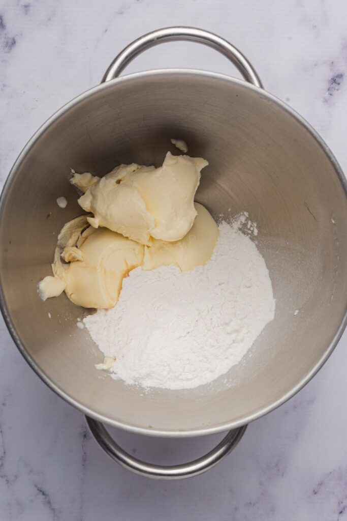 the ingredients added to a large mixing bowl.