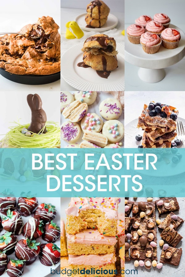 A collage of images of easter desserts