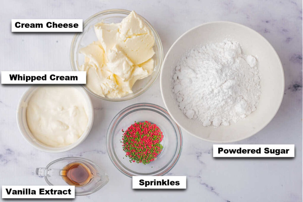 Christmas cookie dip ingredients.