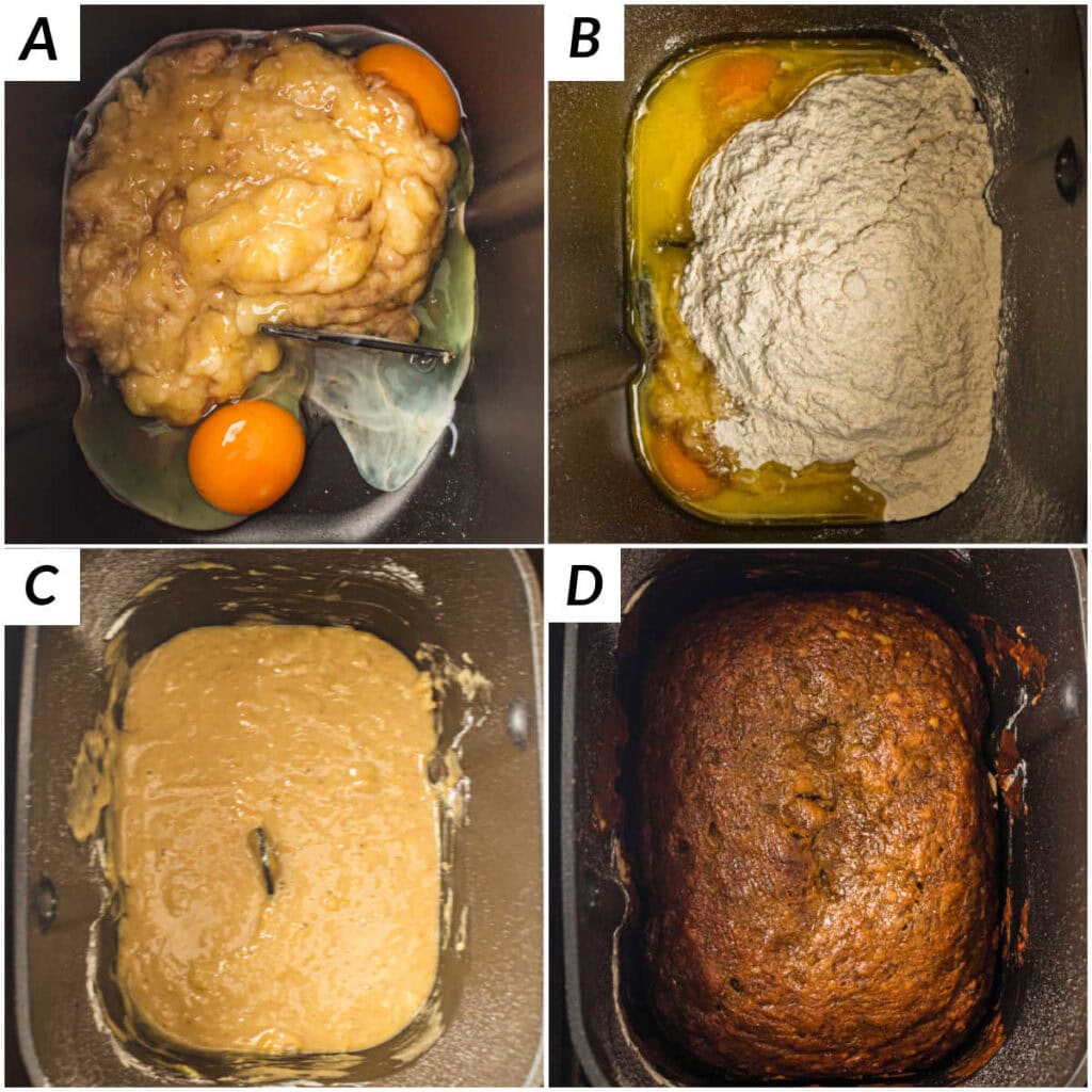 Bread Machine Banana Bread step by step.