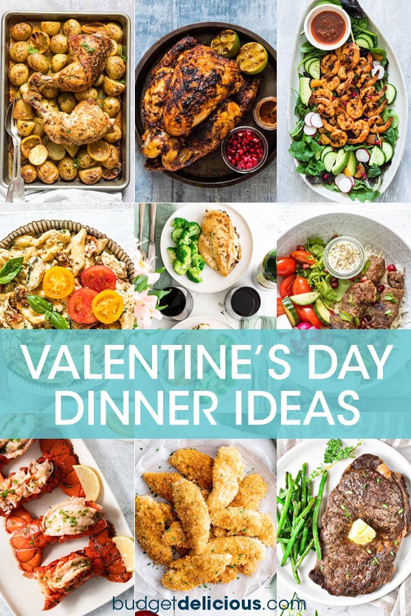 A collage of images of dinner entrees