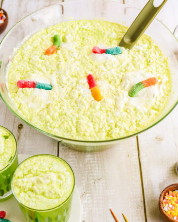 Halloween punch in a punch bowl.