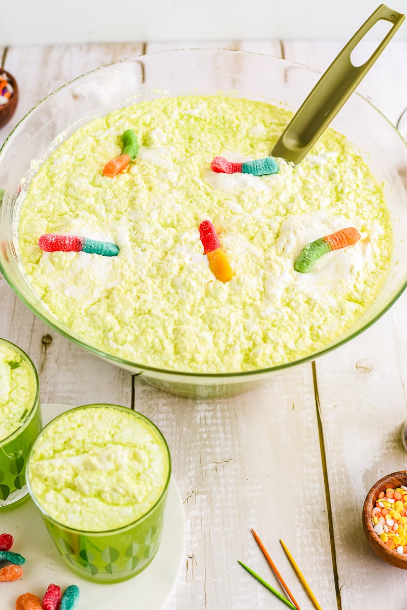 Halloween punch in a punch bowl.